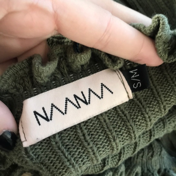 LF NAANAA green ribbed off shoulder knit dress - Picture 7 of 7